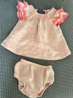 Baby Pink Eyelet Ruffle Sleeve Dress & Bloomers Set - Baby Gap